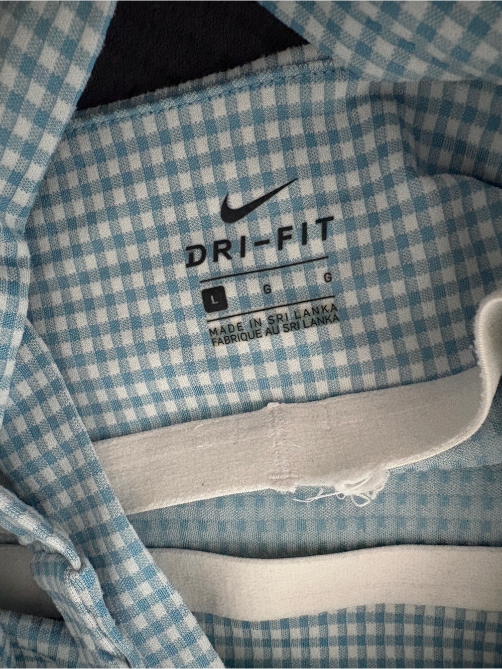 Nike Light Blue and White Gingham Dri-FIT Top - Picture 3 of 3
